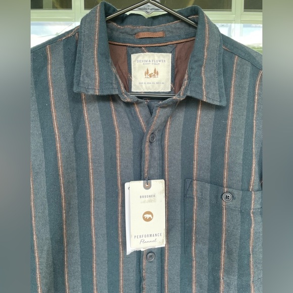 NWT - Denim & Flowers Ricky Singh Men's brushed flannel Button-Down Shirt - XL - Picture 2 of 7